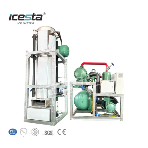 Machine à tubes de glace solide comestible automatique Icesta en acier inoxydable haute productivité longue durée de vie Machine à tubes de glace de 60 tonnes