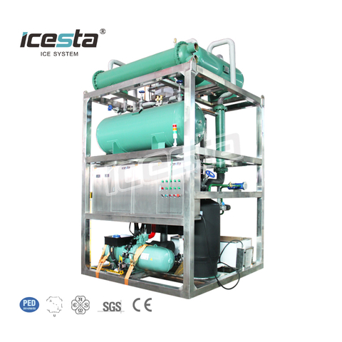 Machine à tubes de glace 15 tonnes industrielle ICESTA automatique haute fiabilité comestible tube solide glaçon en acier inoxydable refroidissement par eau 42 000 $ US - 50 000 $