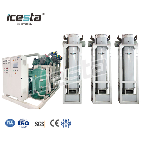 Machine à tubes de glace solide comestible automatique Icesta en acier inoxydable haute productivité longue durée de vie Machine à tubes de glace de 60 tonnes