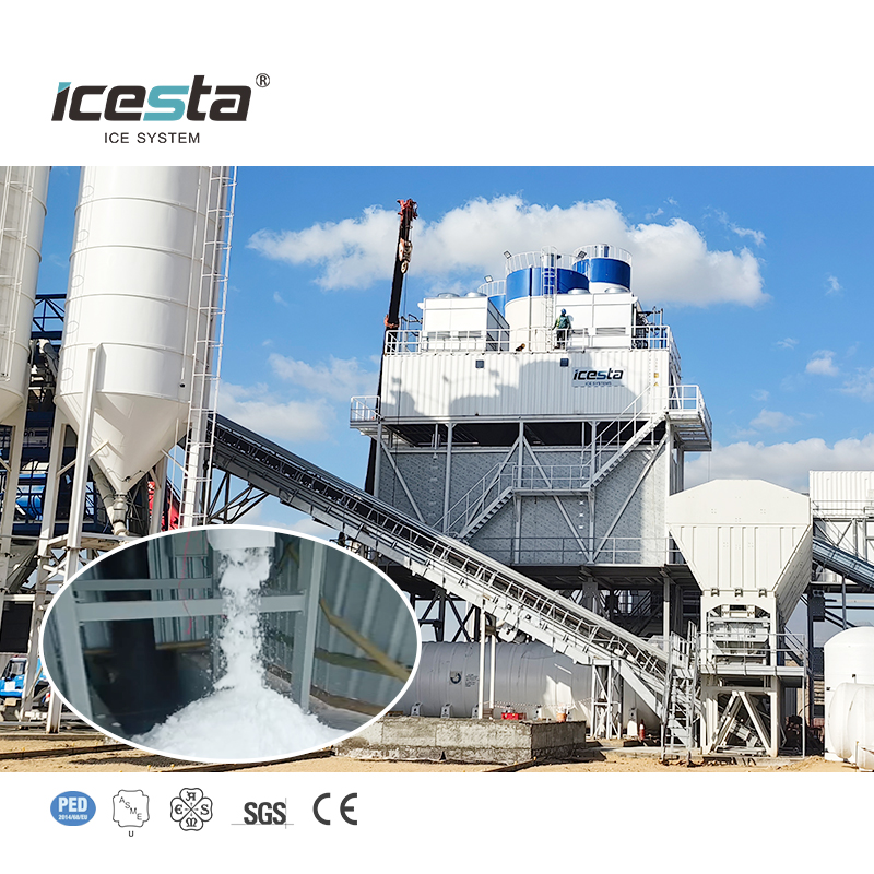 ICESTA Long Service Life Evergy Saving 60 tonnes Container Flake Ice Plant avec stockage de glace automatique et système de livraison 250000 $