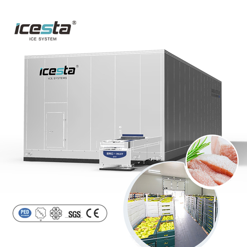 Icesta Industrial Double Spiral Freezer pour les crevettes de fruits de mer, technologie de congélation très fiable et très fiable 