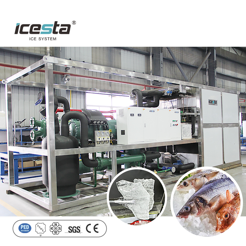 Usine à glace en plaques conteneurisée tout-en-un ICESTA de 100 tonnes pour le refroidissement du béton