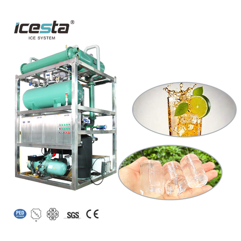 Machine à tube de glace 15 tonnes ICESTA industrielles Automatique High Reble Relet Cube solide cobe à glace en acier inoxydable refroidissement US 50000 $ - 55000 $