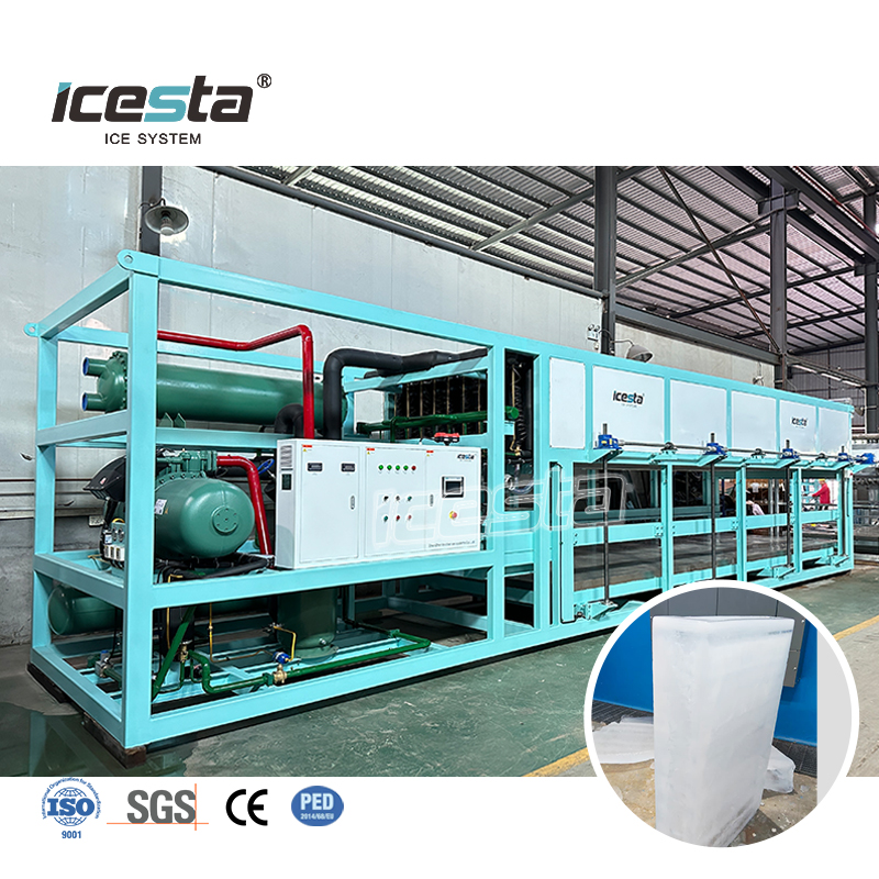 ICESTA personnalisé automatique économie d'énergie longue durée de vie haute qualité 15t industriel refroidissement direct bloc de glace faisant la machine 