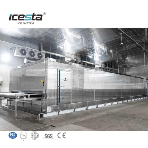 Icesta Automic Industrial Tunnel Freezer pour refroidir les poissons, une durée de vie à long terme économe en énergie à haute productivité