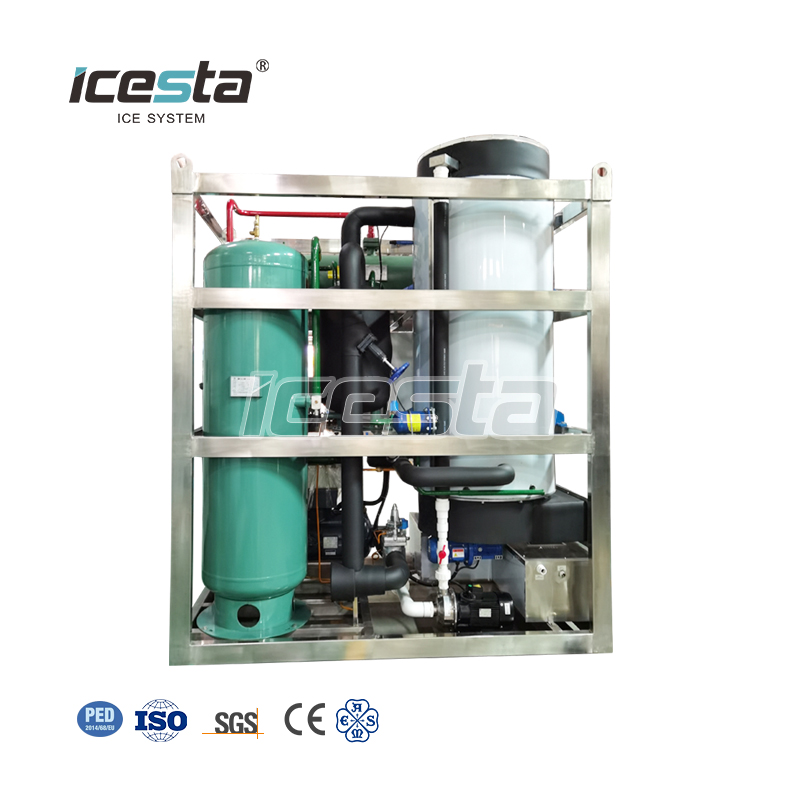 Machine à glace en tube de 10 tonnes ICESTA nouveau style industriel longue durée de vie haute productivité en acier inoxydable refroidissement par air glace en tube transparente uniformément comestible 30 000 $ - 40 000 $