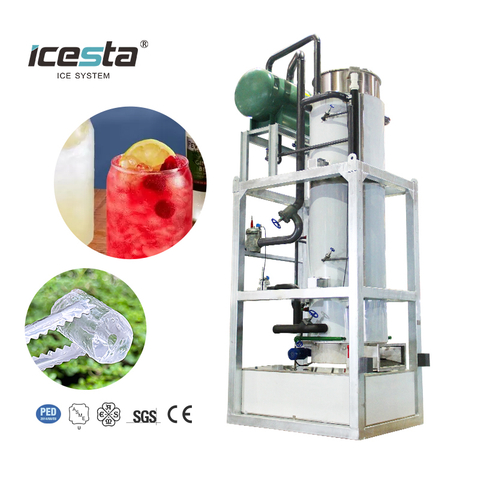 Machine de fabricant de tubes de glace ICESTA 50 tonnes en acier inoxydable, productivité élevée, longue durée de vie