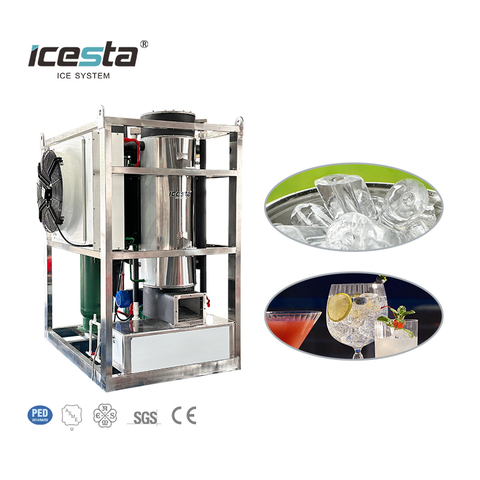 Icesta Automatic High reible edible tube solide de glace longue durée de vie en acier inoxydable refroidissement de 2 tonnes à tube de glace 10000 $ - 15000 $