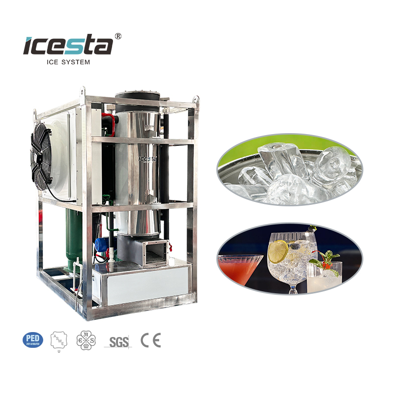 Icesta Automatic High reible edible tube solide de glace longue durée de vie en acier inoxydable refroidissement de 2 tonnes à tube de glace 10000 $ - 15000 $