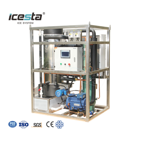 ICESTA personnalisé automatique économie d'énergie haute productivité longue durée de vie refroidissement par air machine à glace en tube de 1 tonne en acier inoxydable 7500 $