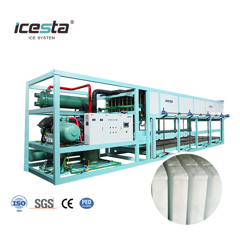 ICESTA personnalisé automatique économie d'énergie longue durée de vie haute qualité 15t industriel refroidissement direct bloc de glace faisant la machine 
