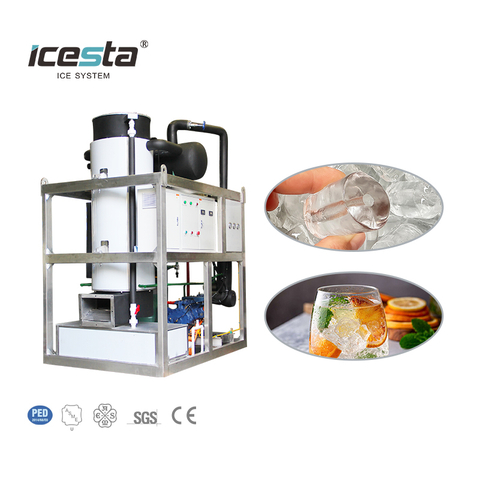 Machine à tubes de glace Icesta avec refroidissement par air de 3 tonnes, automatique, haute productivité, longue durée de vie pour les boissons