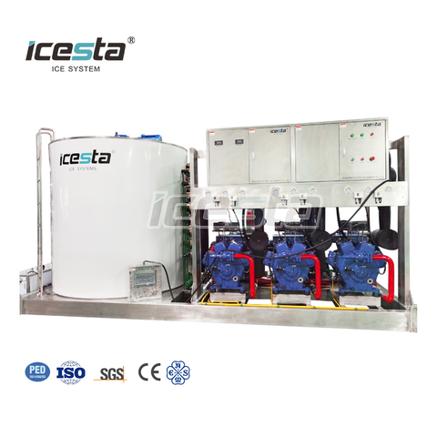 Machine à glace en écailles industrielle en acier inoxydable ICESTA Économie d'énergie personnalisée Haute productivité Longue durée de vie 15 20 25 30 tonnes 40 000 $ - 78 000 $