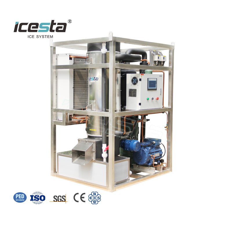 ICESTA personnalisé automatique économie d\'énergie haute productivité longue durée de vie refroidissement par air machine à glace en tube de 1 tonne en acier inoxydable 7500 $