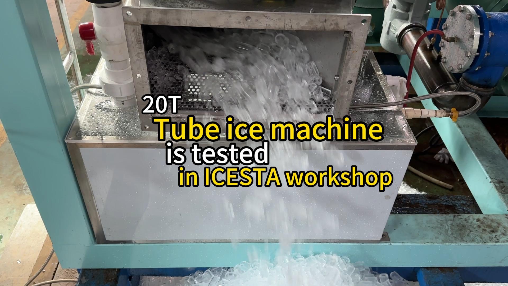 La machine à glace en tube de 20 tonnes est testée dans l'atelier ICESTA...
