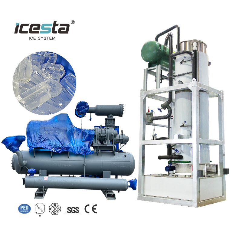 Machine de fabricant de tubes de glace ICESTA 50 tonnes en acier inoxydable, productivité élevée, longue durée de vie